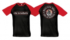 Raglan T-Shirt - Biker - ride to valhalla - schwarz/rot