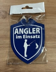 Schild mit Saugnapf - Angler im Einsatz