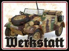 Holzschild - 20x30cm - Werkstatt - VW Kübelwagen